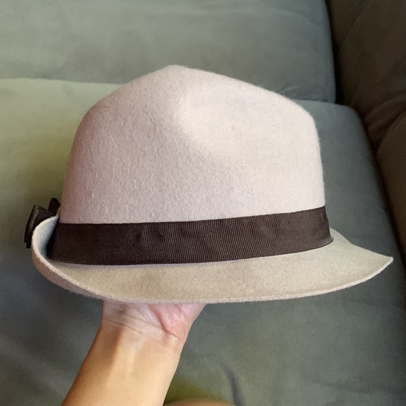 Urban Outfitters Pins & Needles Wool Mauve Hat Brown Grosgrain Ribbon Bow - Picture 4 of 6